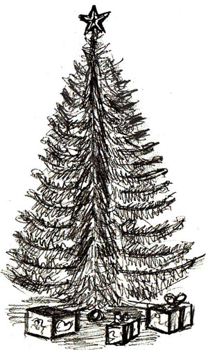 300x505 How To Draw A Christmas Tree - Xmas Tree Drawing