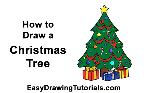 500x315 How To Draw A Christmas Tree Video Step - Xmas Tree Drawing