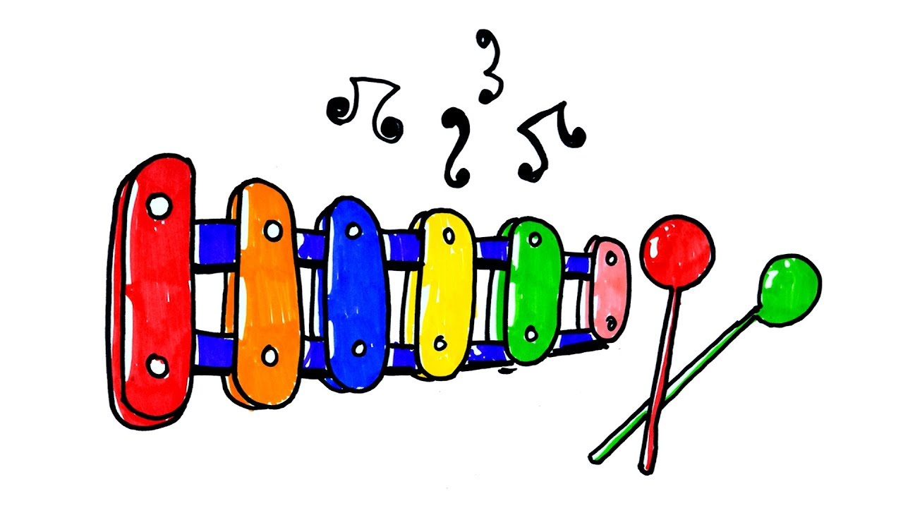 1280x720 how to draw xylophone coloring pages for kids - Xylophone Drawing