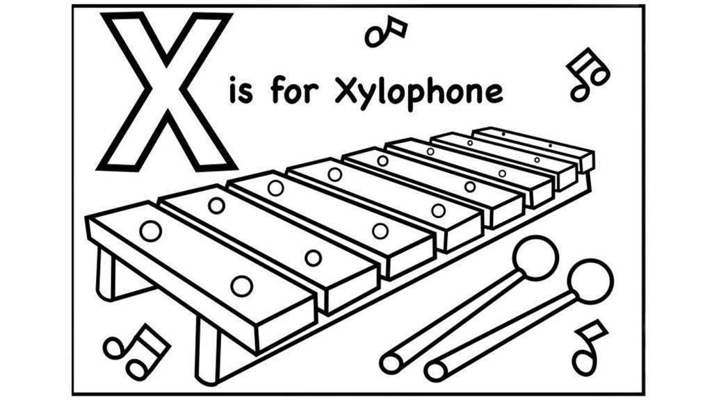 1024x576 xylophone coloring pages alphabet x drawing pictures - Xylophone Drawing