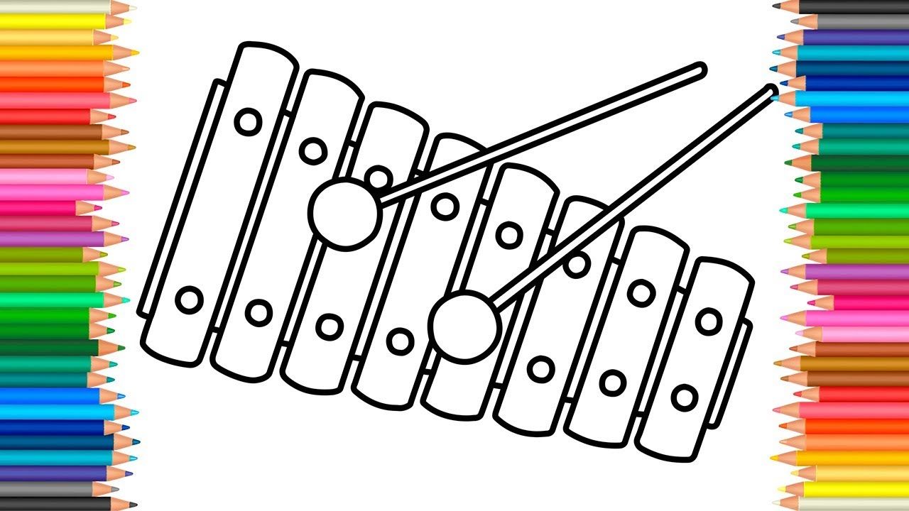 1280x720 How To Draw Xylophone Drawing Musical Instruments How To Color - Xylophone Drawing Easy