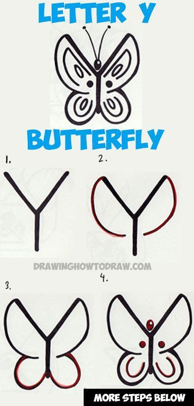 392x821 How To Draw A Butterfly From The Letter Y - Y Drawing