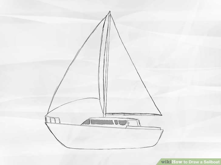 728x546 How To Draw A Sailboat Steps - Yacht Drawing
