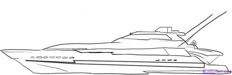 773x250 How To Draw A Yacht, Step - Yacht Drawing