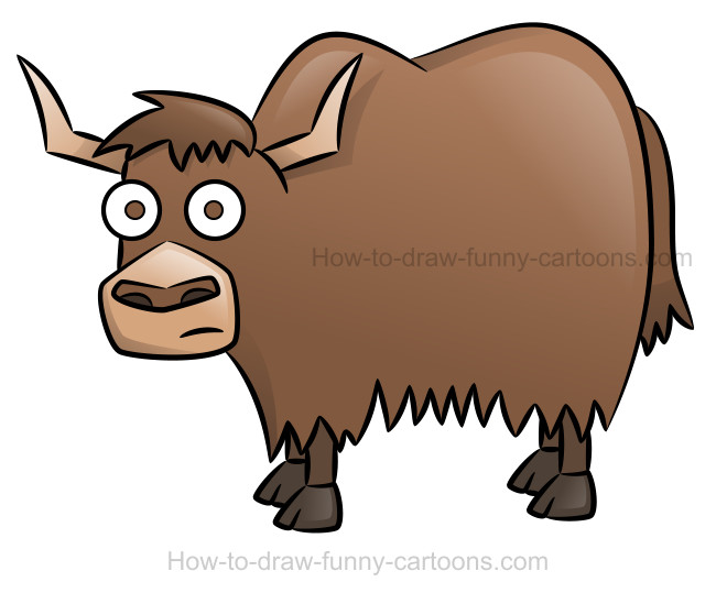 650x539 How To Draw A Yak Cartoon Animal - Yak Drawing