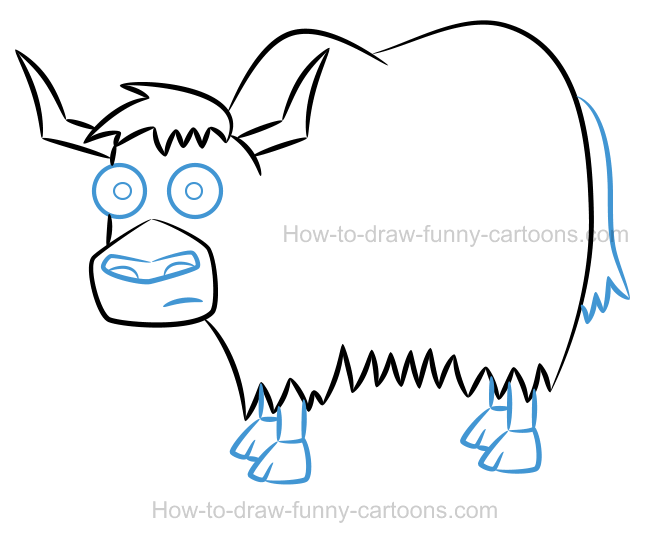 650x539 How To Draw A Yak Cartoon Animal - Yak Drawing