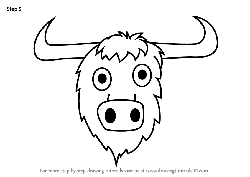 848x602 Learn How To Draw A Yak Face For Kids - Yak Drawing