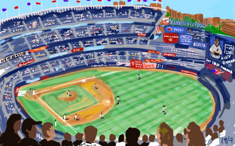 Yankee Stadium Drawing at PaintingValley.com | Explore collection of ...
