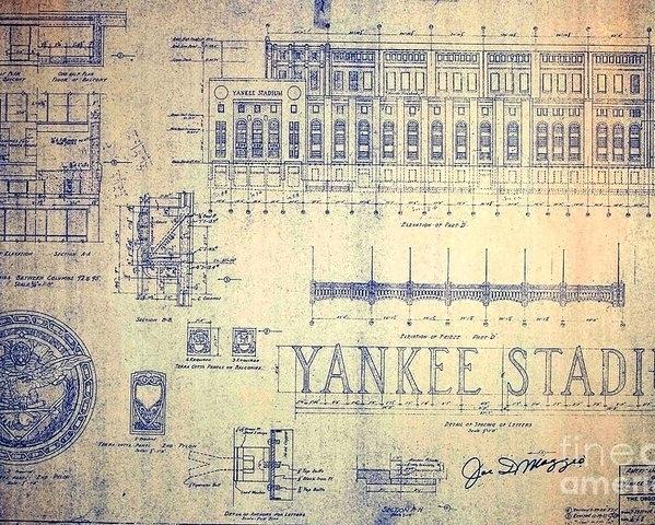599x480 yankee stadium blueprint this drawing includes details - Yankee Stadium Drawing