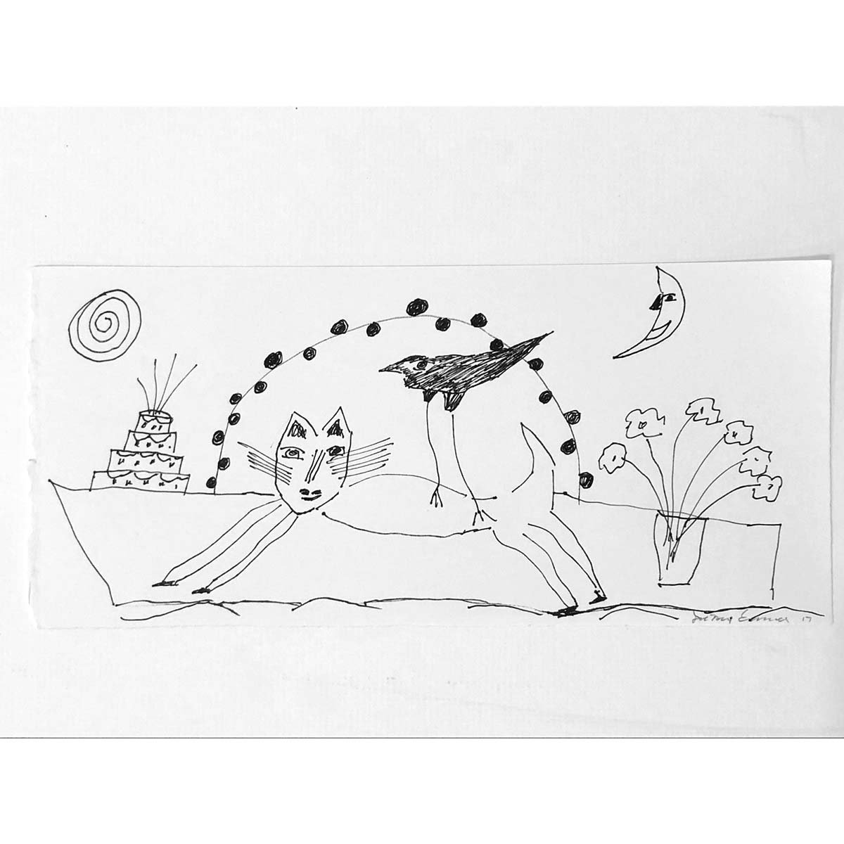 1200x1200 cat bird, drawing - Yard Drawing