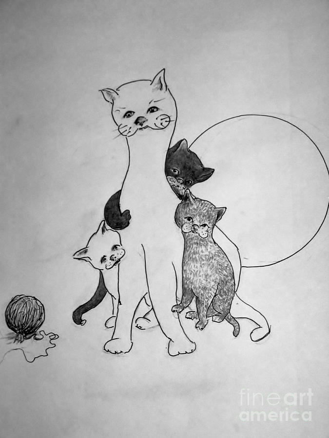 675x900 cats and yarn drawing - Yarn Drawing