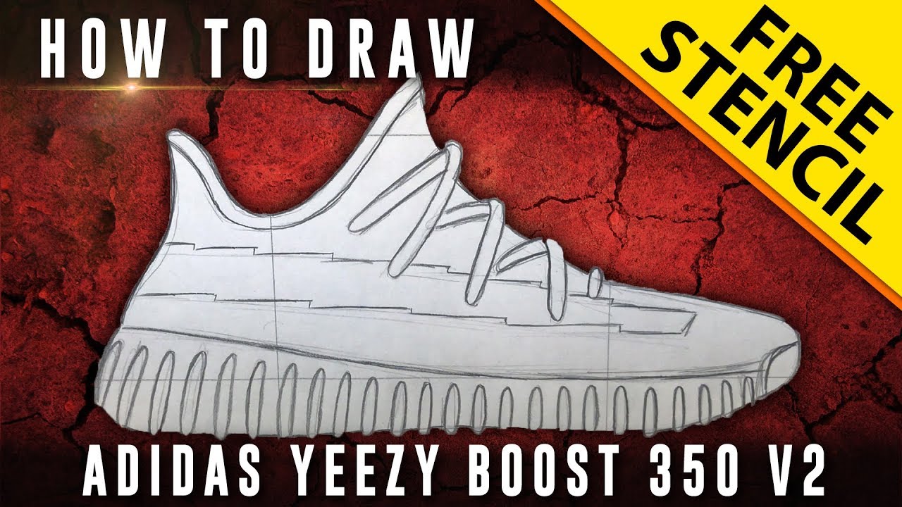 1280x720 how to draw adidas yeezy boost w downloadable stencil - Yeezy Boost 350 V2 Drawing