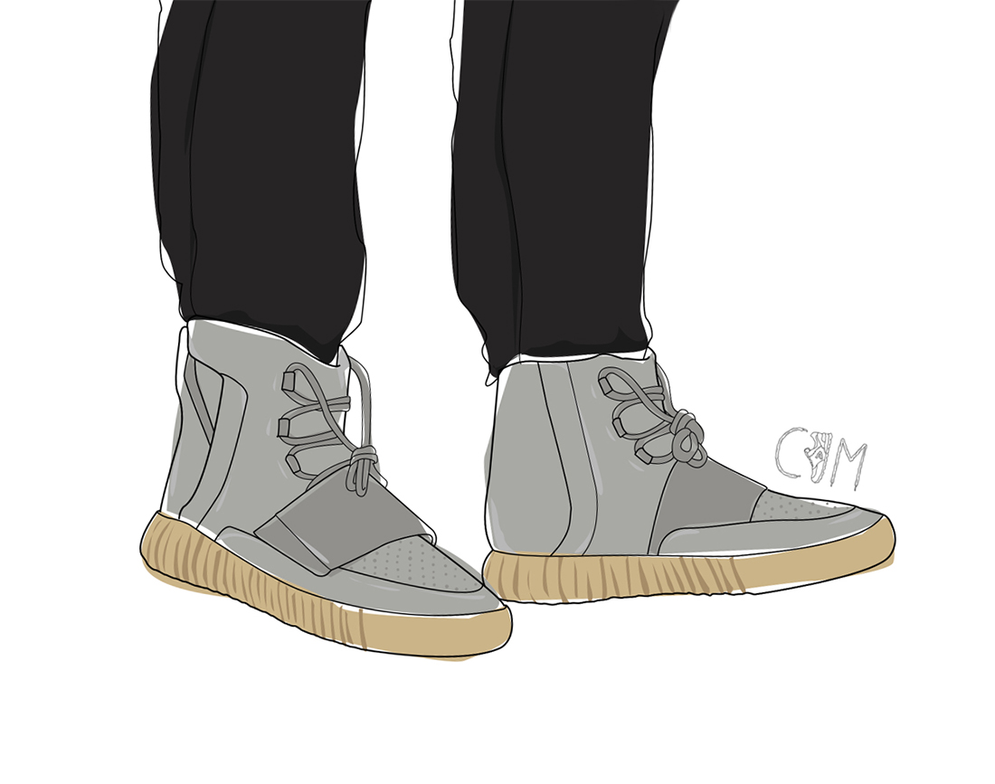 1100x867 the sneaker drop yeezy boost greygum - Yeezy Boost Drawing