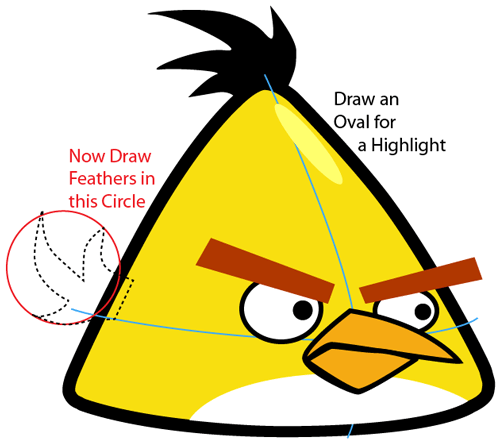 500x443 how to draw yellow angry bird with easy step - Yellow Bird Drawing