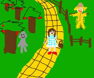 300x250 dorothy walks down the yellow brick road drawing - Yellow Brick Road Drawing