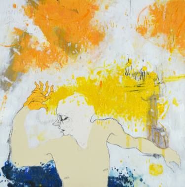 375x379 Original Portrait Acrylic Drawings For Sale Saatchi Art - Yellow Drawings