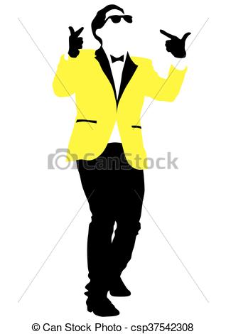 318x470 man in yellow jacket dancing man in jacket on a white background - Yellow Jacket Drawing
