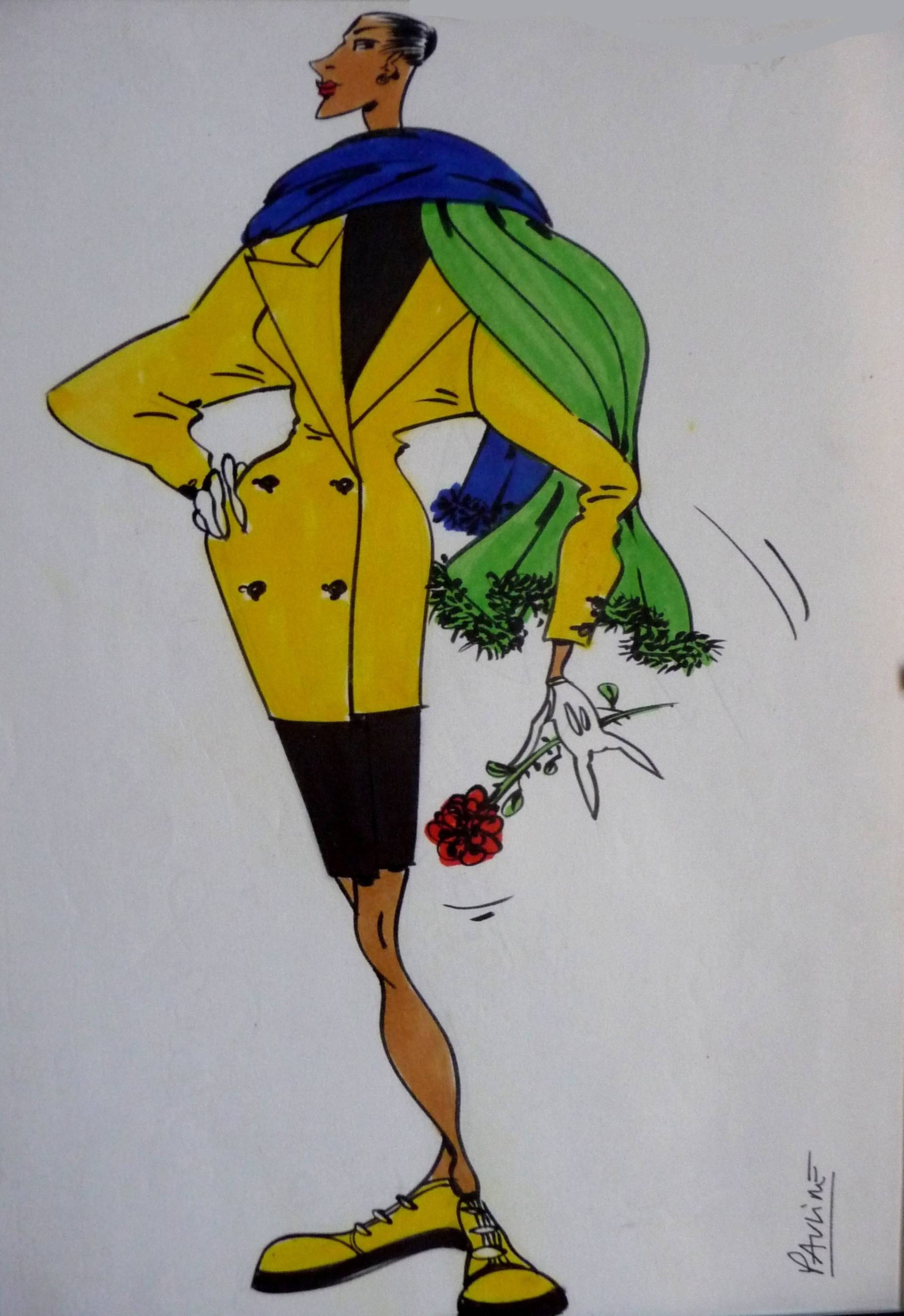 1920x2795 Woman With A Rose And A Yellow Jacket Drawing - Yellow Jacket Drawing