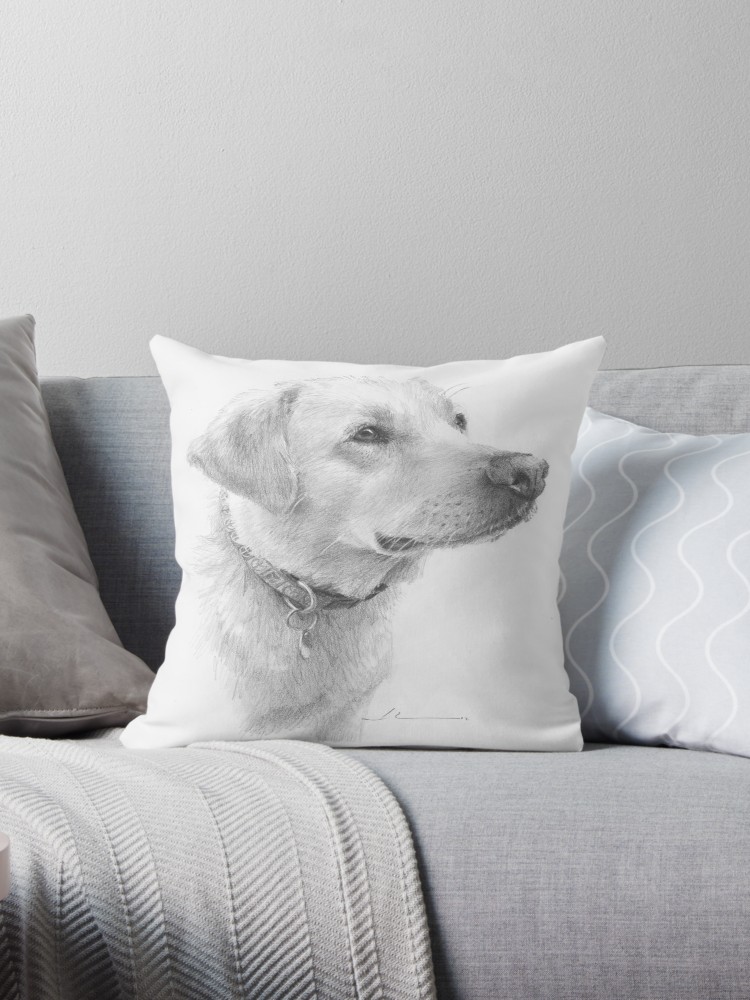 750x1000 yellow lab drawing throw pillows - Yellow Lab Drawing
