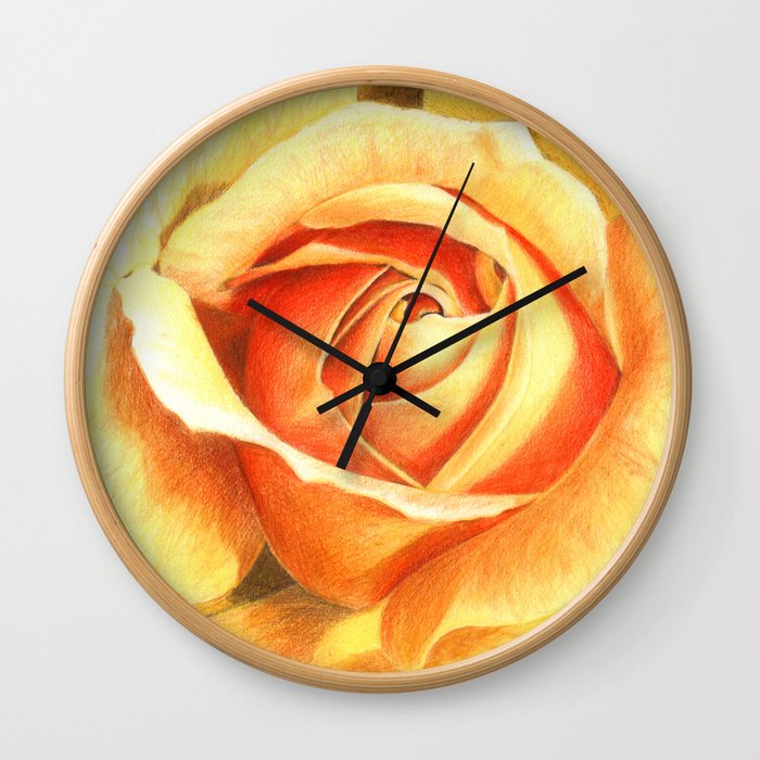 700x700 Yellow Rose Drawing Wall Clock - Yellow Rose Drawing
