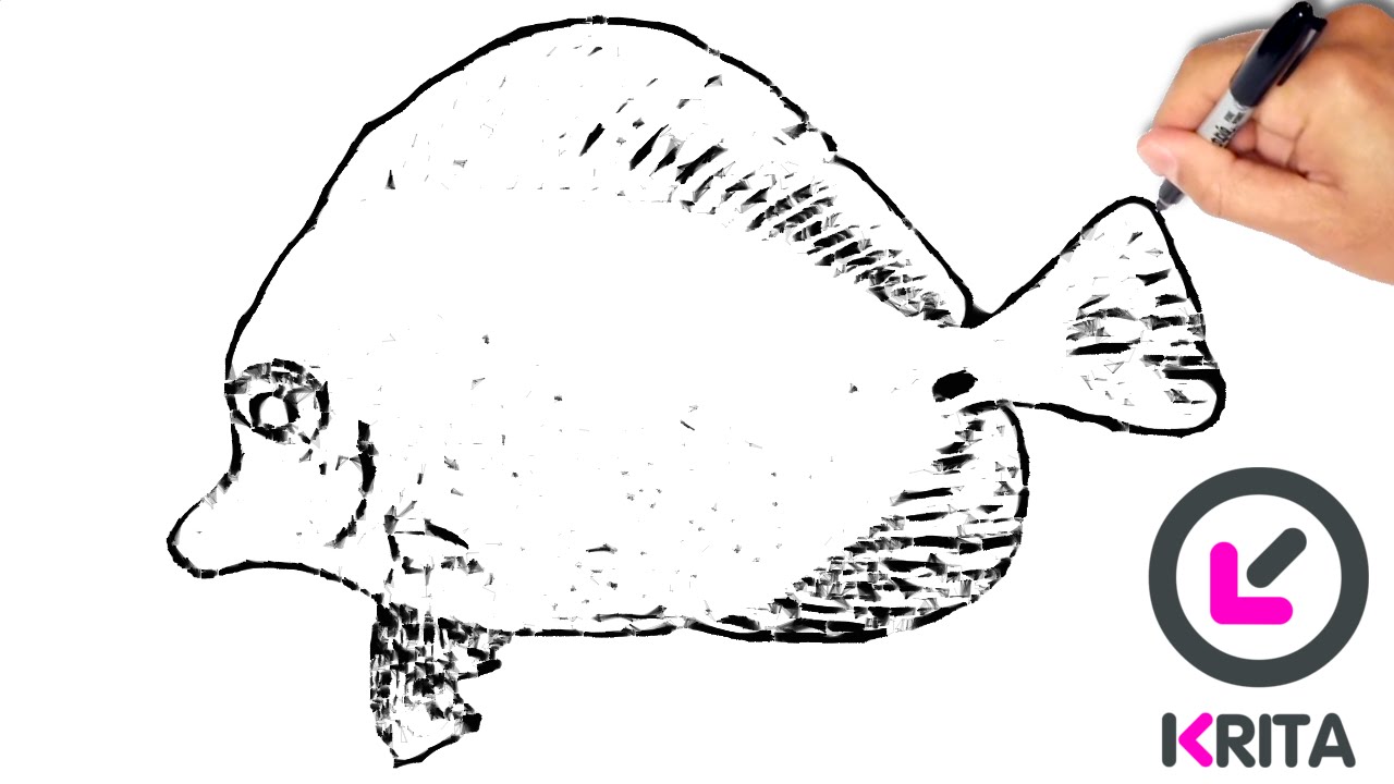 1280x720 how to draw a fish - Yellow Tang Drawing
