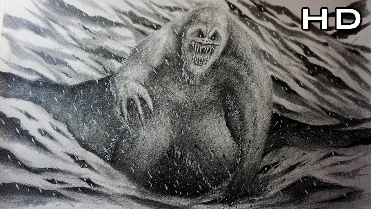 1280x720 How To Draw Yeti With Pencil Step - Yeti Drawing