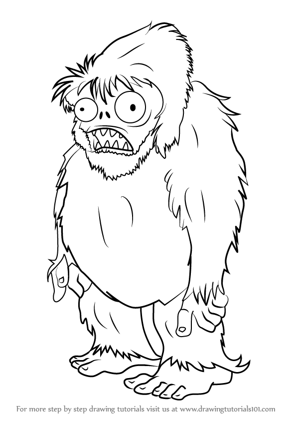 596x843 Learn How To Draw Zombie Yeti From Plants Vs Zombies - Yeti Drawing