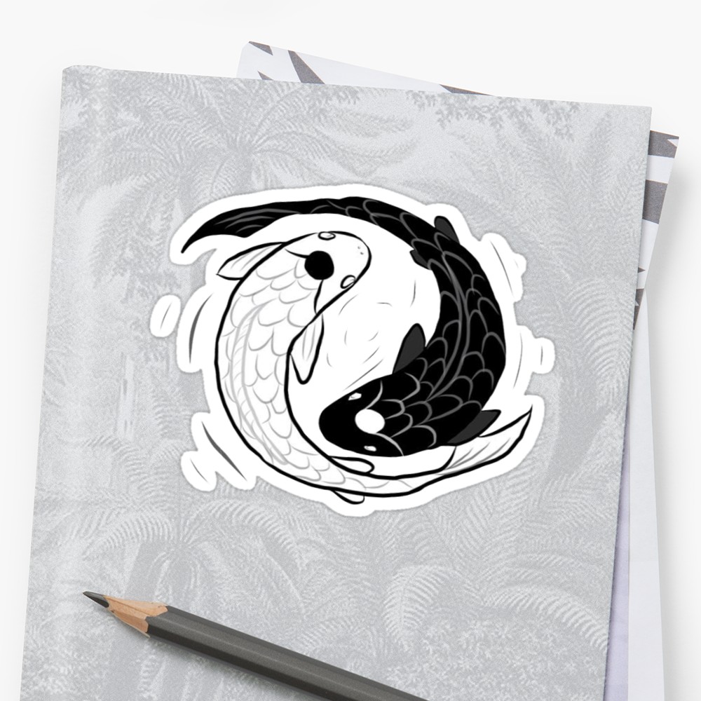 1000x1000 Ipad Drawing Of Koi Fish Ying Yang Sticker - Yin And Yang Drawing