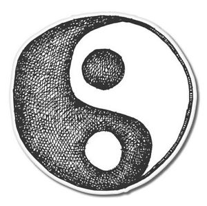 300x299 yin yang drawing black white car vinyl sticker - Yin And Yang Drawing