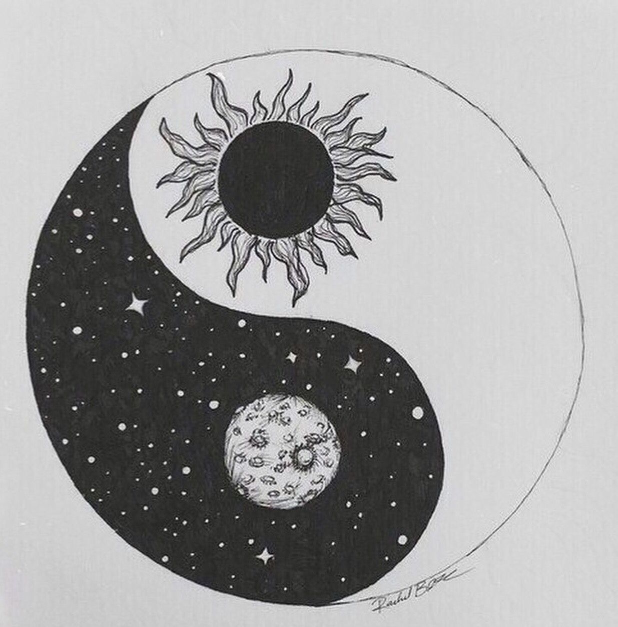 1235x1254 moon sun yin and yang tattoos i want in art, tattoos - Yin And Yang Drawing