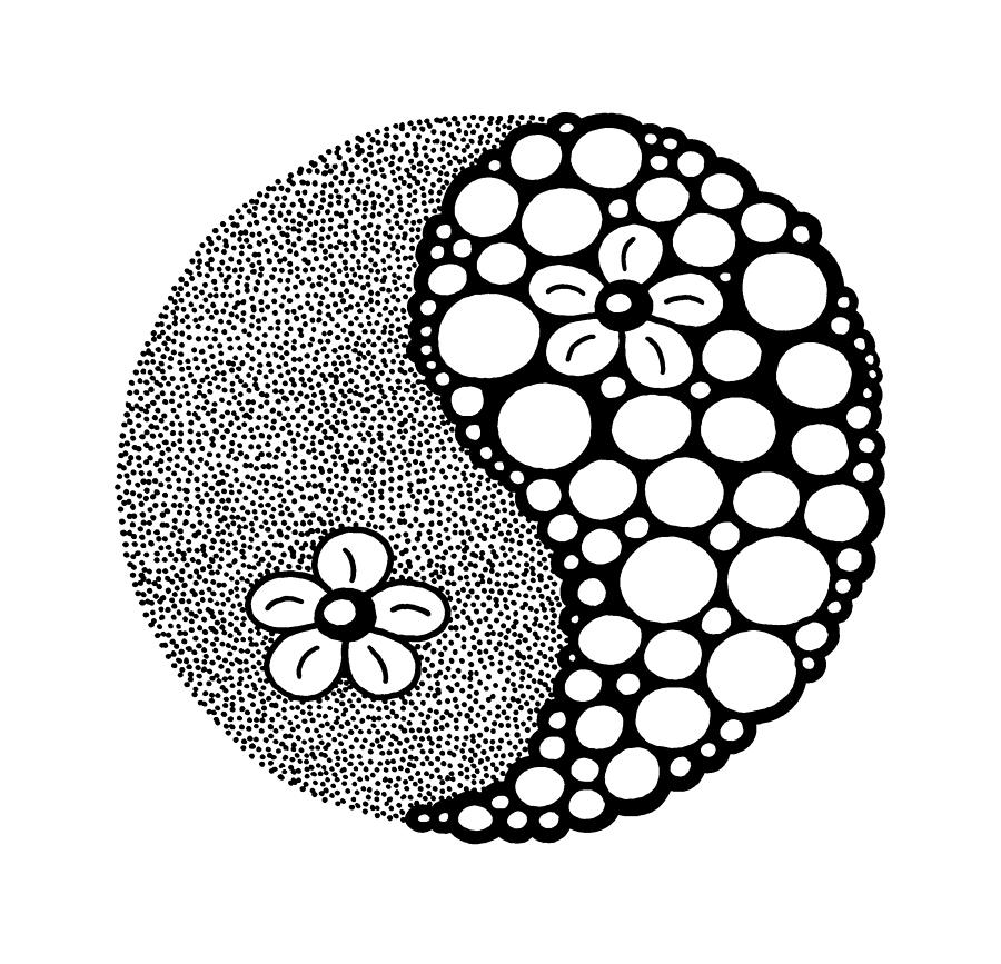 900x867 flower yin yang drawing - Yin Yang Drawing
