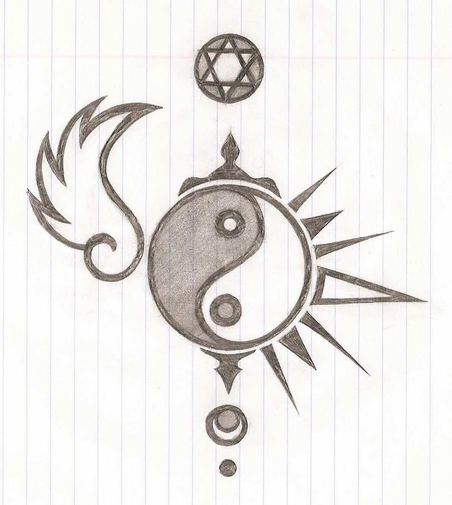 900x1007 kanji symbol and yin yang tattoo drawing - Yin Yang Drawing