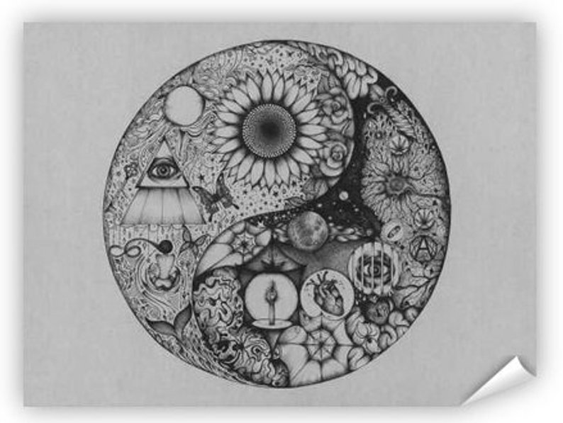 794x597 yin yang art print pen and ink drawing art prints posters etsy - Yin Yang Drawing