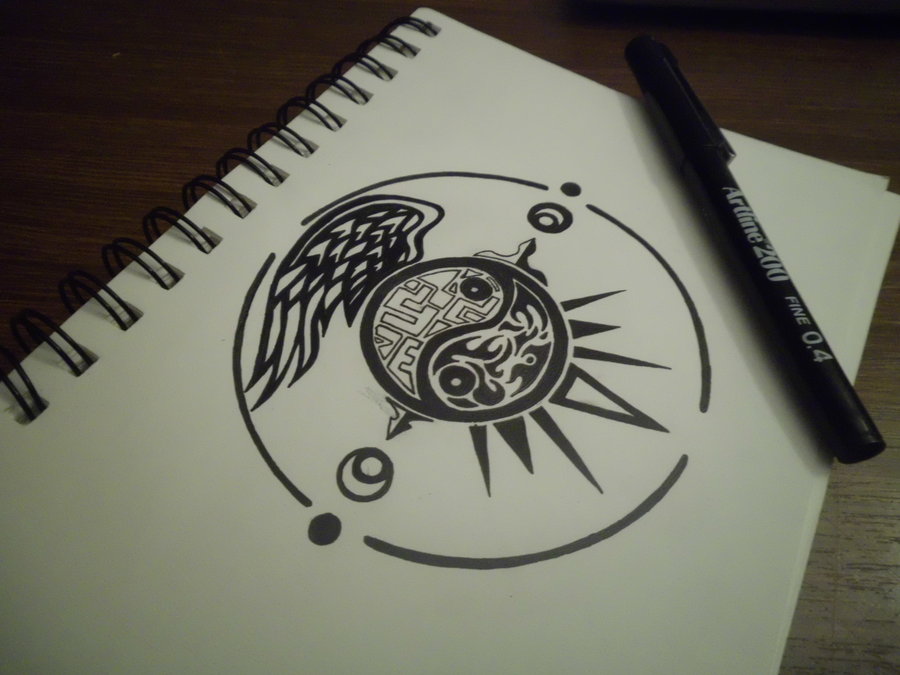 900x675 yin yang tattoo drawing - Yin Yang Drawing