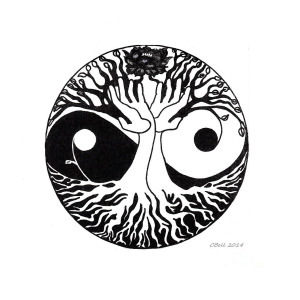 300x300 Tree Hands Yinyang Design Drawing - Yin Yang Drawing Designs