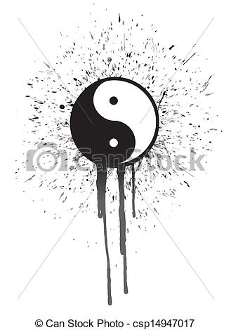 329x470 Ying Yang Ink Illustration Design Over A White Background - Yin Yang Drawing Designs