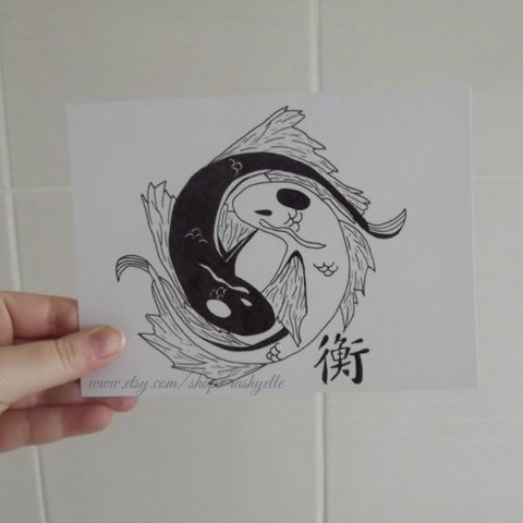 480x480 koi fish yin yang design art print based from avatar - Yin Yang Drawing Designs