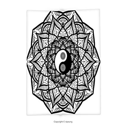 425x425 Custom Printed Throw Blanket With Ying Yang Decor - Yin Yang Drawing Designs