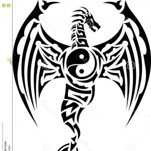 300x300 Stock Illustration Tribal Dragon Tattoo Yin Yang Symbol - Yin Yang Symbol Drawing
