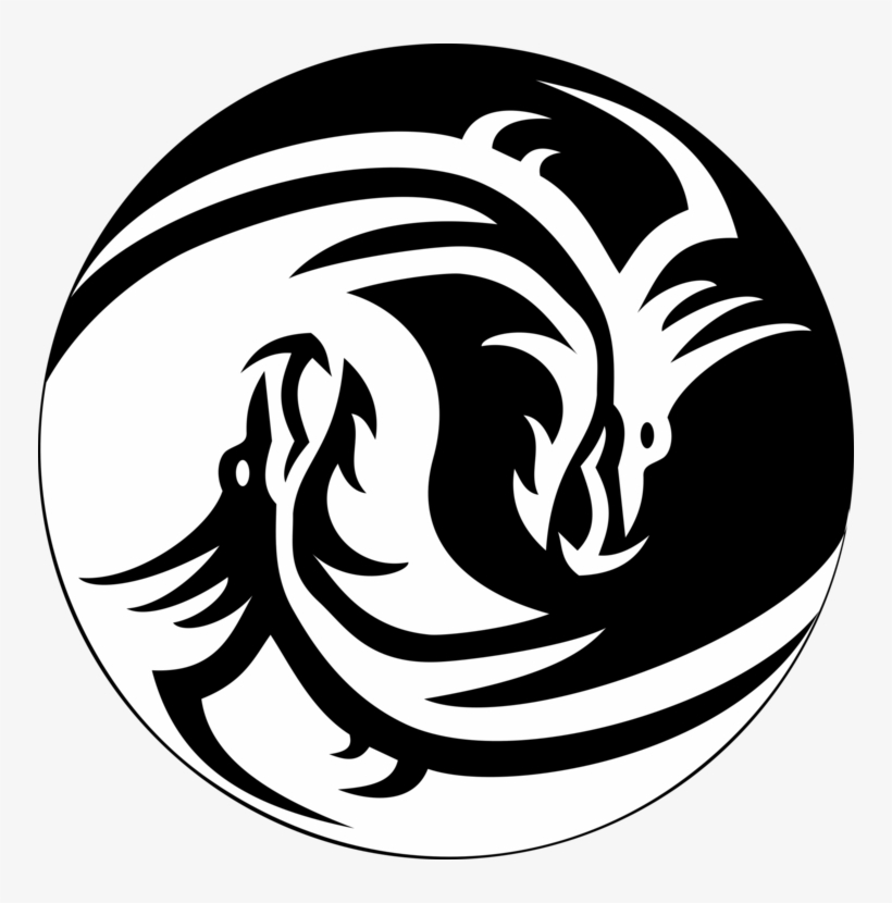 820x830 White Dragon Black And White Drawing - Yin Yang Symbol Drawing