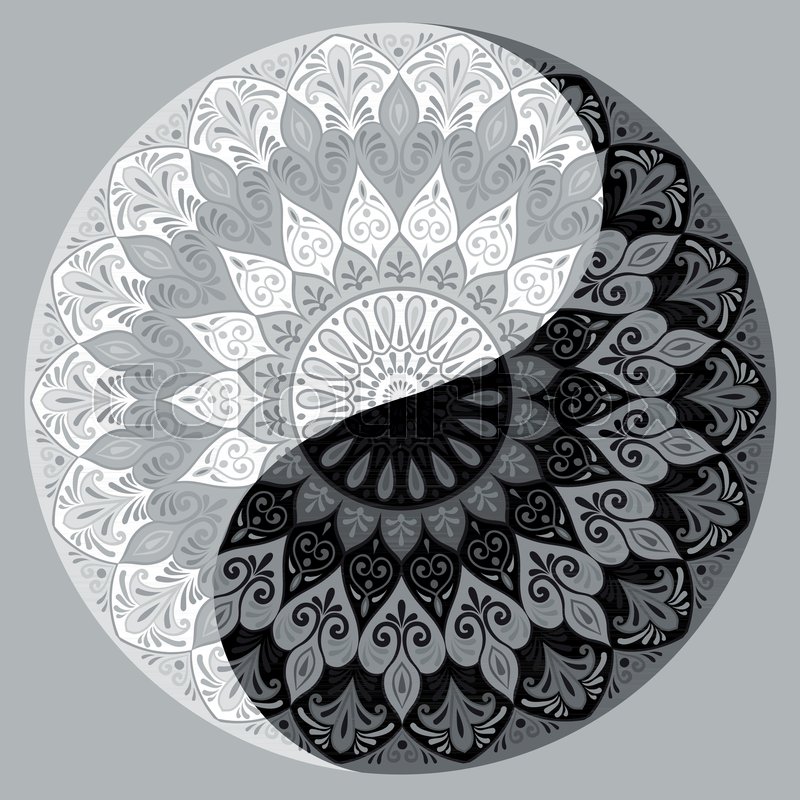 800x800 Drawing Of A Black And White Mandala, Stock Vector Colourbox - Yin Yang Symbol Drawing
