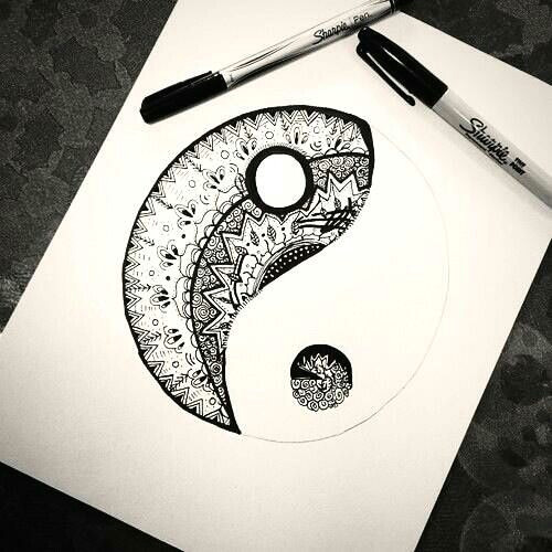500x500 easy drawings of yin yangs troller us - Ying Yang Drawing