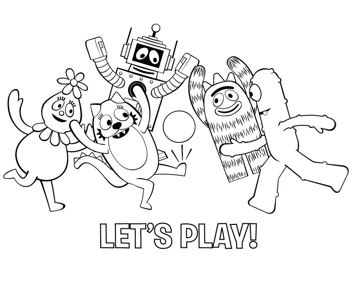 720x576 Yo Gabba Gabba Coloring Pages Playing Together - Yo Gabba Gabba Drawing