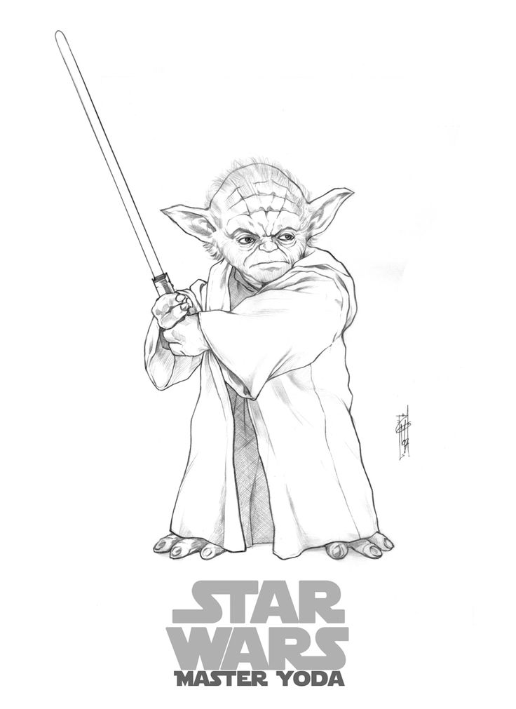736x1011 yoda drawing yoda lightsaber for free download - Yoda Drawing