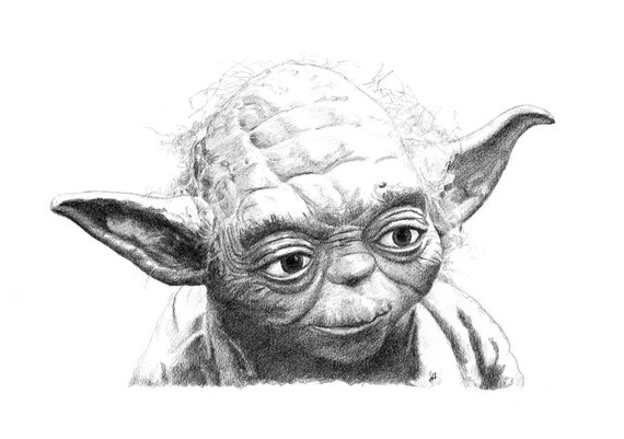 570x401 Yoda Pencil Drawing Etsy - Yoda Drawing
