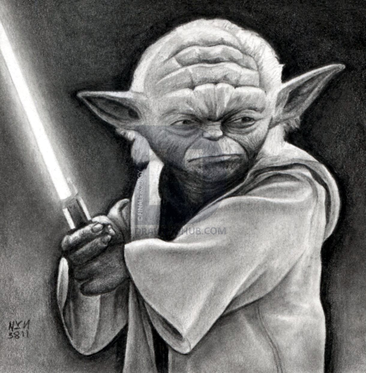 1220x1242 how to draw master yoda, star wars, step - Yoda Drawing
