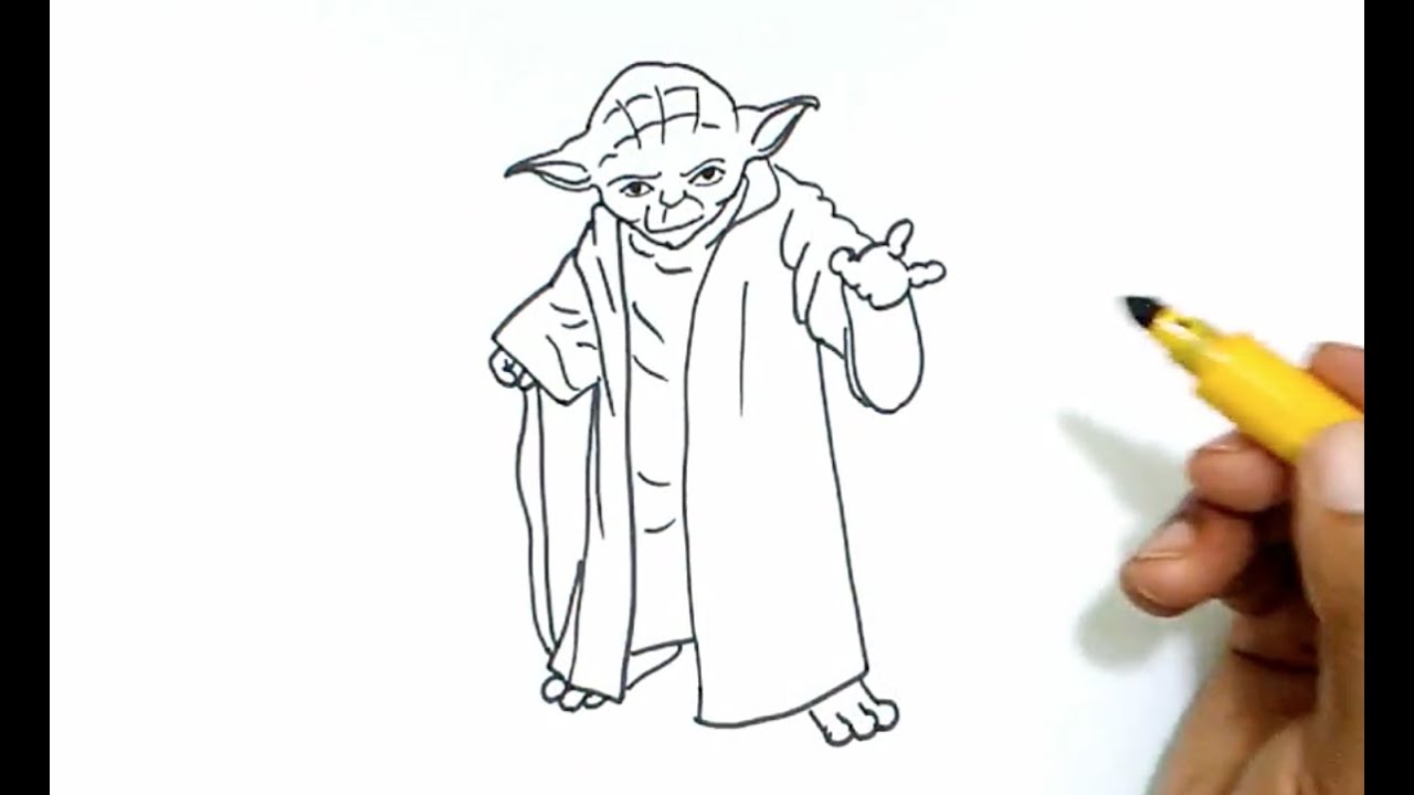 1280x720 How To Draw Yoda From Star Wars - Yoda Line Drawing