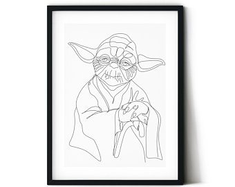 340x270 Yoda Abstract Etsy - Yoda Line Drawing