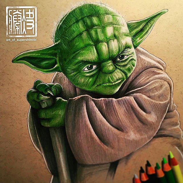 640x640 Yoda' Colored Pencil Drawing - Yoda Pencil Drawing