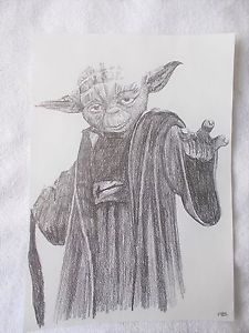 225x300 Art Graphite Pencil Sketch Drawing Jedi Master Yoda From Star - Yoda Pencil Drawing